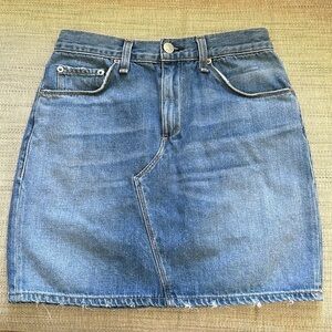 rag & bone Denim Mini Skirt Distressed Hem 5  Pocket Styling Zipper Fly Size 25